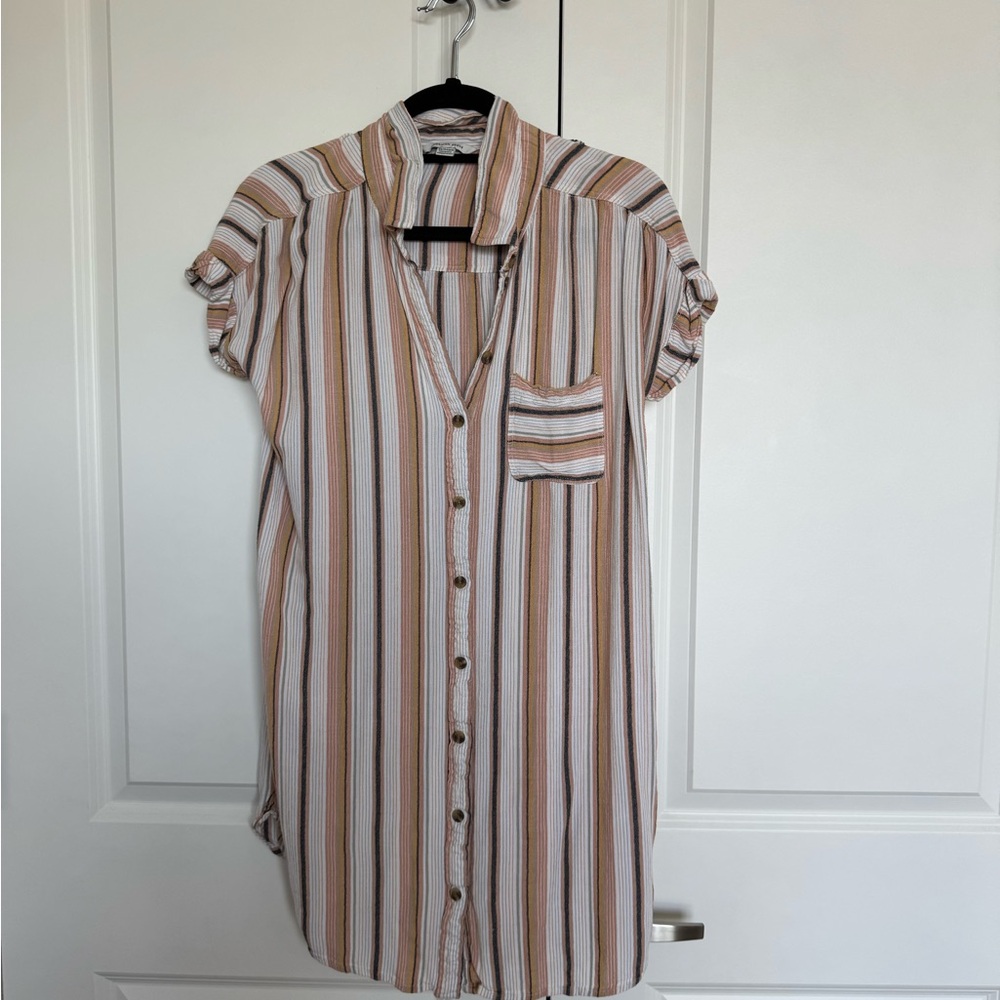 Striped American eagle Button-Up Shirt dress
